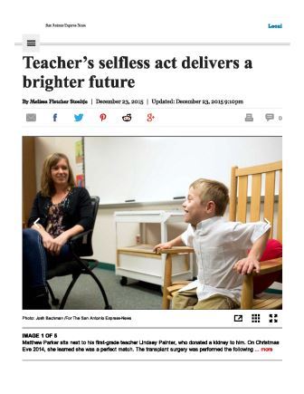 Teacher’s selfless act delivers a brighter future - San Antonio Express-News
